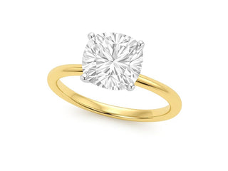 5 Carat Cushion Lab Grown IGI G/VS1 Diamond Solitaire Ring in 14K Yellow Gold