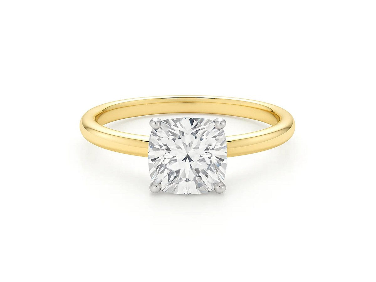 3 Carat Cushion Lab Grown IGI G/VS1 Diamond Solitaire Ring in 14K Yellow Gold