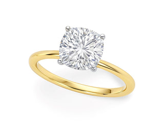3 Carat Cushion Lab Grown IGI G/VS1 Diamond Solitaire Ring in 10K Yellow Gold