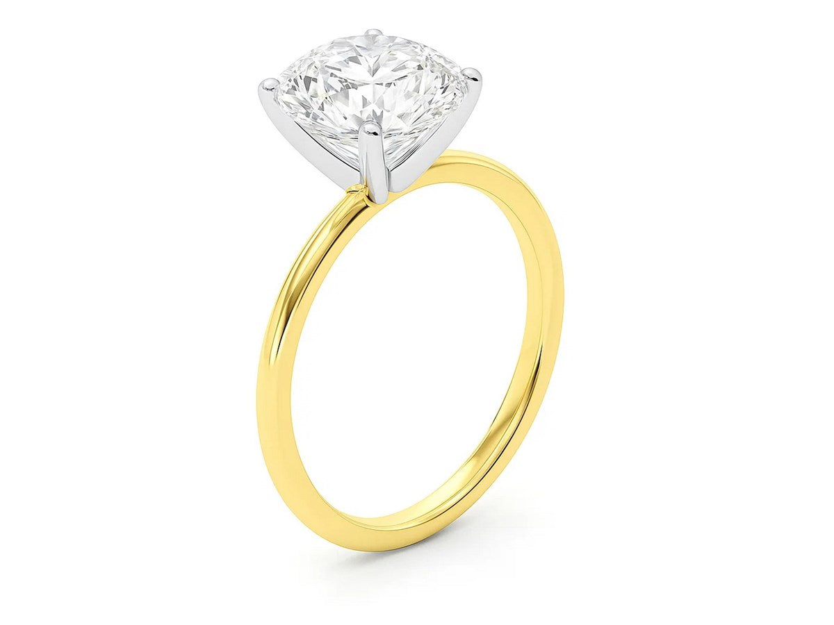 3 Carat Cushion Lab Grown IGI G/VS1 Diamond Solitaire Ring in 10K Yellow Gold