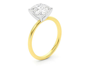 3 Carat Cushion Lab Grown IGI G/VS1 Diamond Solitaire Ring in 10K Yellow Gold