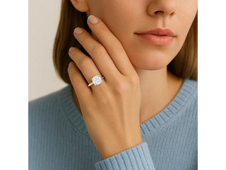 3 Carat Cushion Lab Grown IGI G/VS1 Diamond Solitaire Ring in 10K Yellow Gold