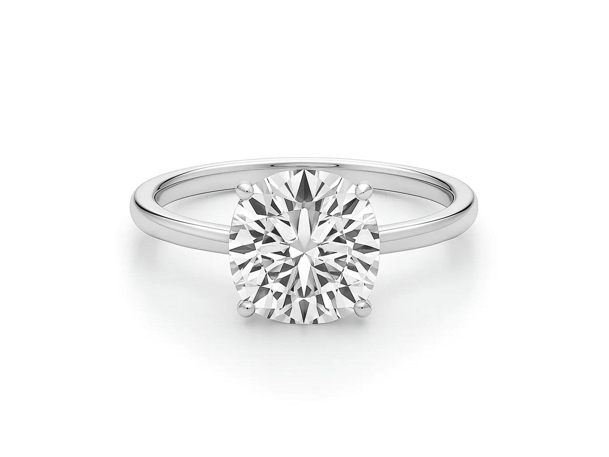 3 Carat Cushion Lab Grown IGI G/VS1 Diamond Solitaire Ring in 14K White Gold