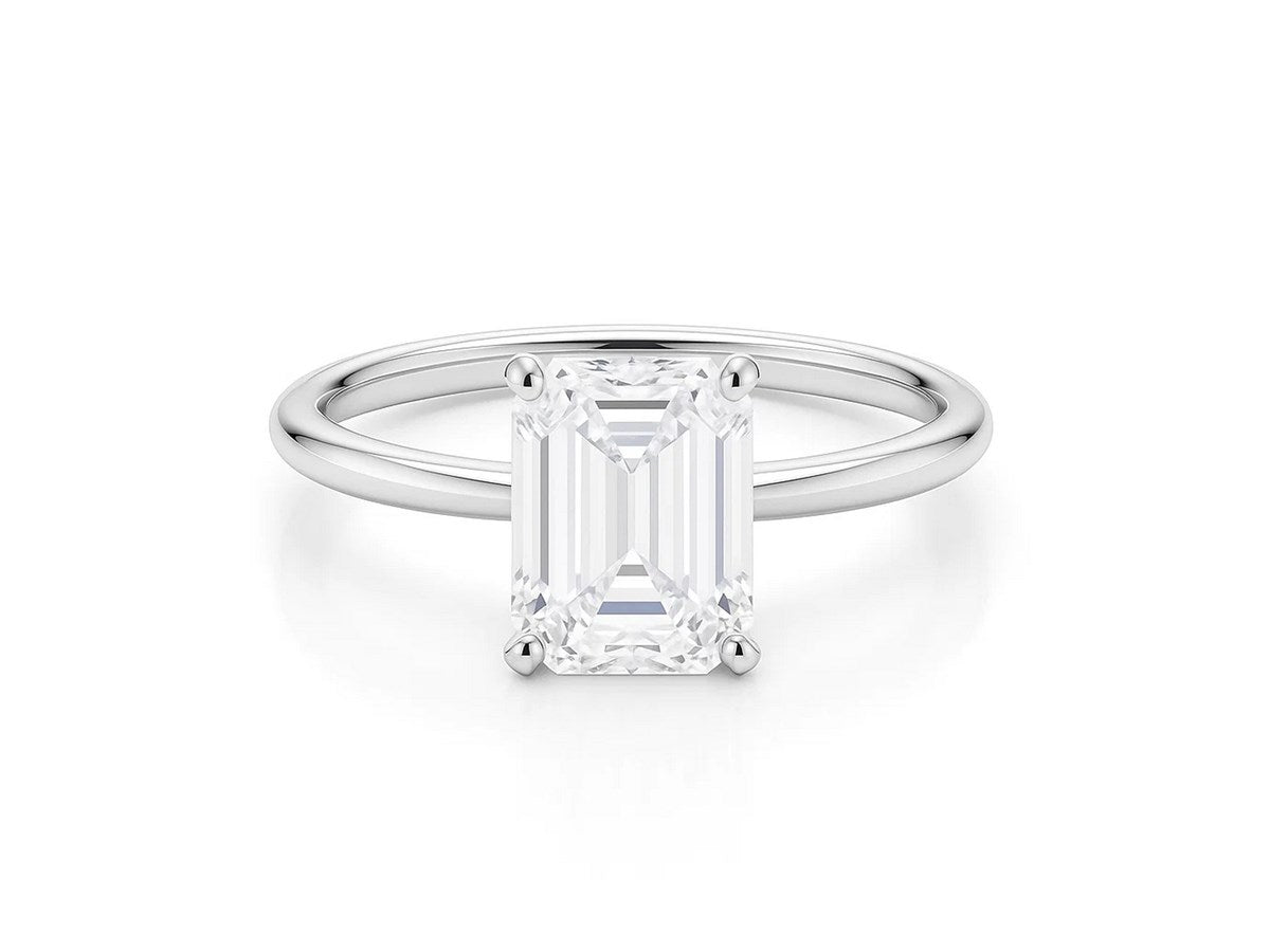 2 Carat Emerald Lab Grown IGI G/VS1 Diamond Solitaire Ring in 10K White Gold