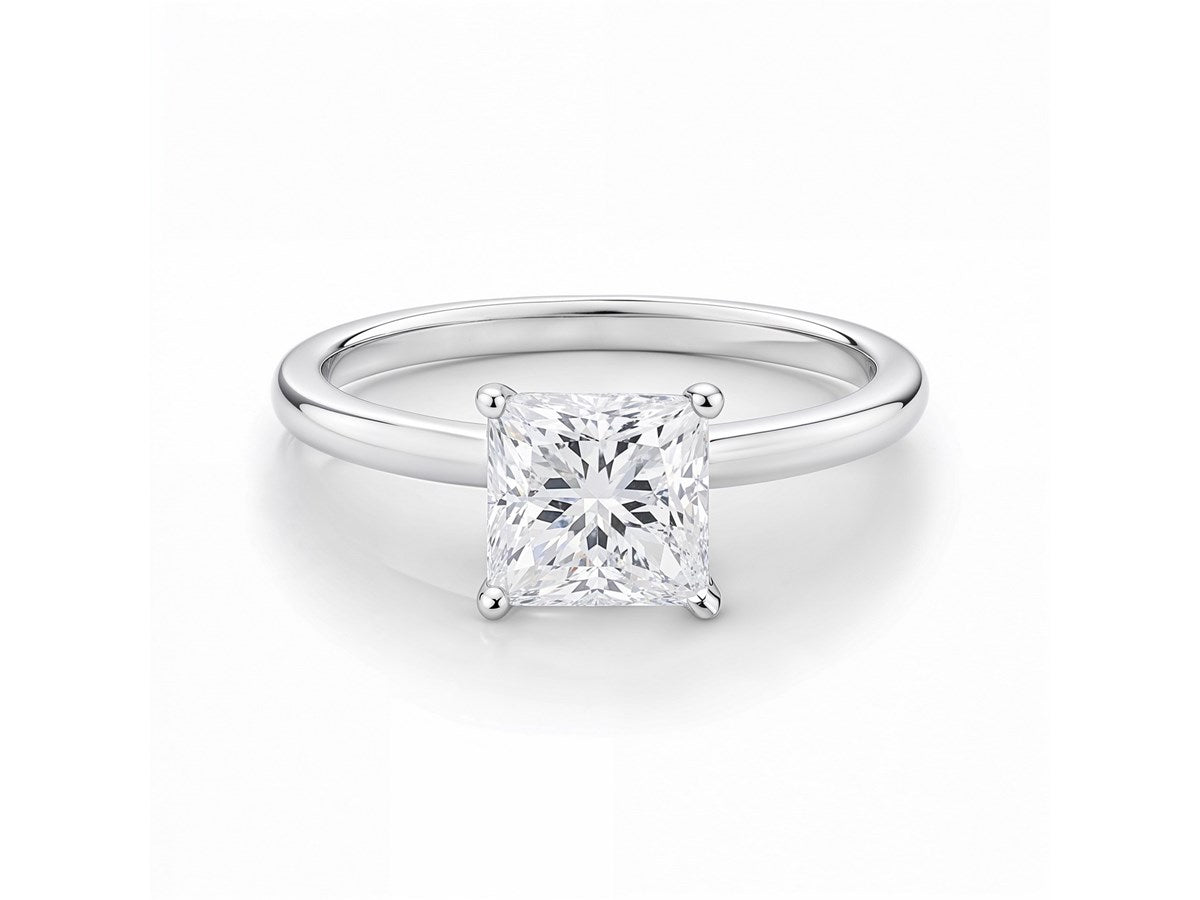 1 Carat Princess Lab Grown IGI G/VS1 Diamond Solitaire Ring in 10K White Gold