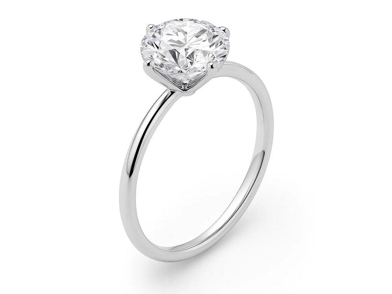5 Carat Round Lab Grown IGI G/VS1 Diamond Solitaire Ring in 14K White Gold