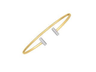 14k Two Tone Gold Diamond Tee Bar Bangle (2.00 mm)