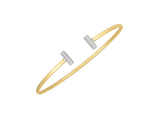 14k Two Tone Gold Diamond Tee Bar Bangle (2.00 mm)