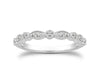 Fancy Pave Diamond Milgrain Wedding Ring Band in 14k White Gold