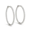 Prong Set Diamond Hoop Earrings in 14k White Gold (2 cttw)