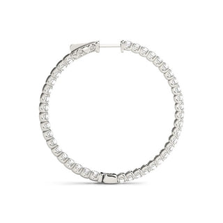 Prong Set Diamond Hoop Earrings in 14k White Gold (2 cttw)