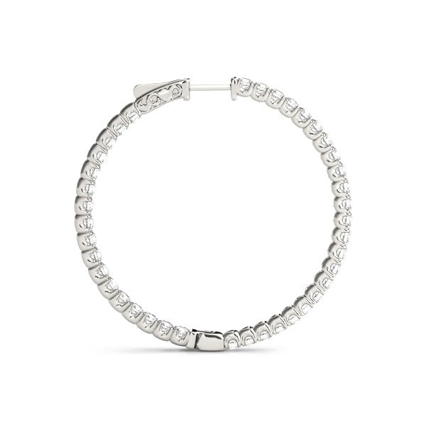 Prong Set Diamond Hoop Earrings in 14k White Gold (2 cttw)