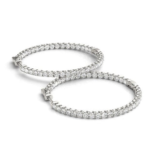 Prong Set Diamond Hoop Earrings in 14k White Gold (2 cttw)