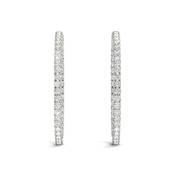Prong Set Diamond Hoop Earrings in 14k White Gold (2 cttw)
