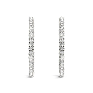 Prong Set Diamond Hoop Earrings in 14k White Gold (2 cttw)