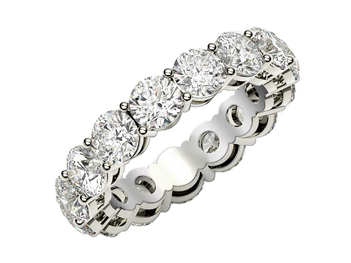 Round Cut Lab Grown Diamond Eternity Ring in 14k White Gold (5 cttw FG/VS2)