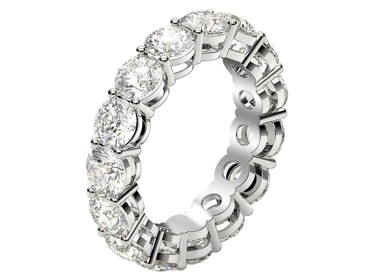 Round Cut Lab Grown Diamond Eternity Ring in 14k White Gold (5 cttw FG/VS2)