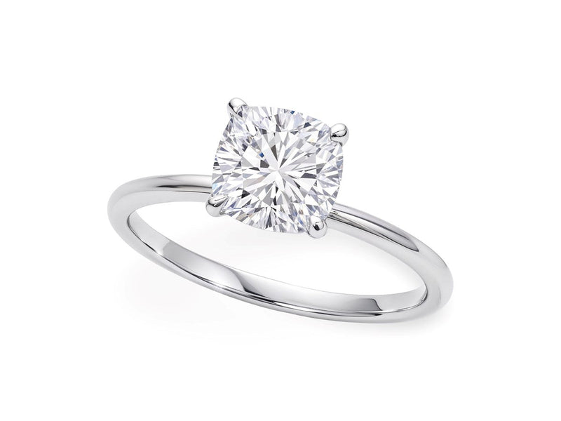 2 Carat Cushion Lab Grown IGI G/VS1 Diamond Solitaire Ring in 14K White Gold