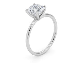 2 Carat Cushion Lab Grown IGI G/VS1 Diamond Solitaire Ring in 14K White Gold