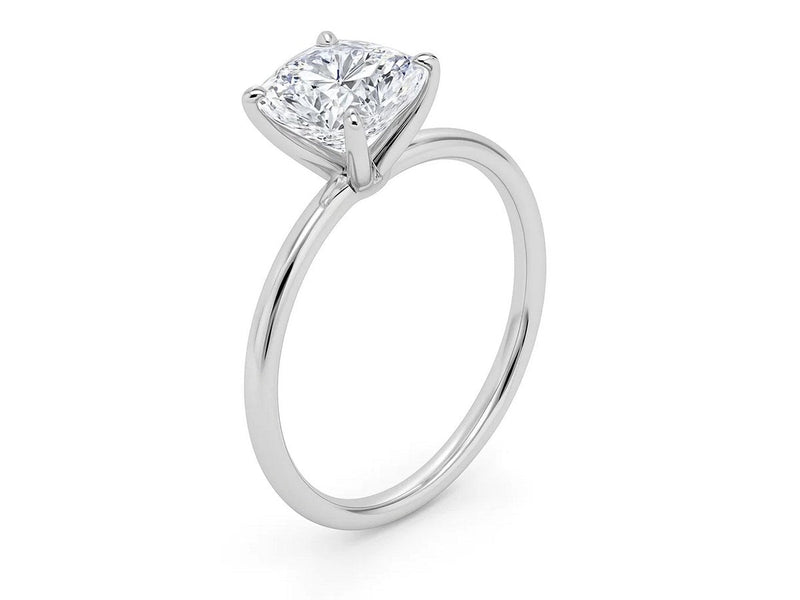 2 Carat Cushion Lab Grown IGI G/VS1 Diamond Solitaire Ring in 14K White Gold