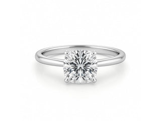 2 Carat Cushion Lab Grown IGI G/VS1 Diamond Solitaire Ring in 14K White Gold
