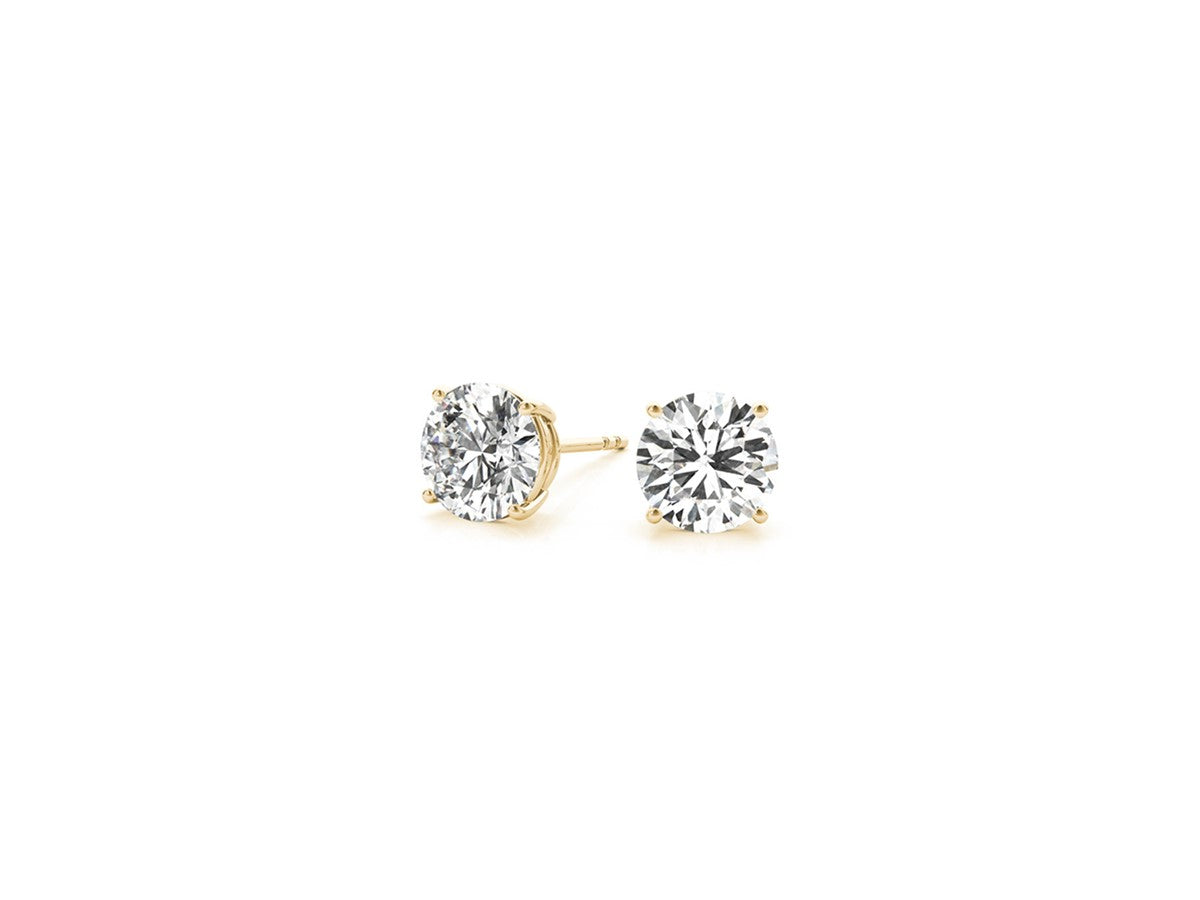 2 cttw Certified IGI Lab Grown Round Diamond Stud Earrings 14k Yellow Gold (G/VS2)