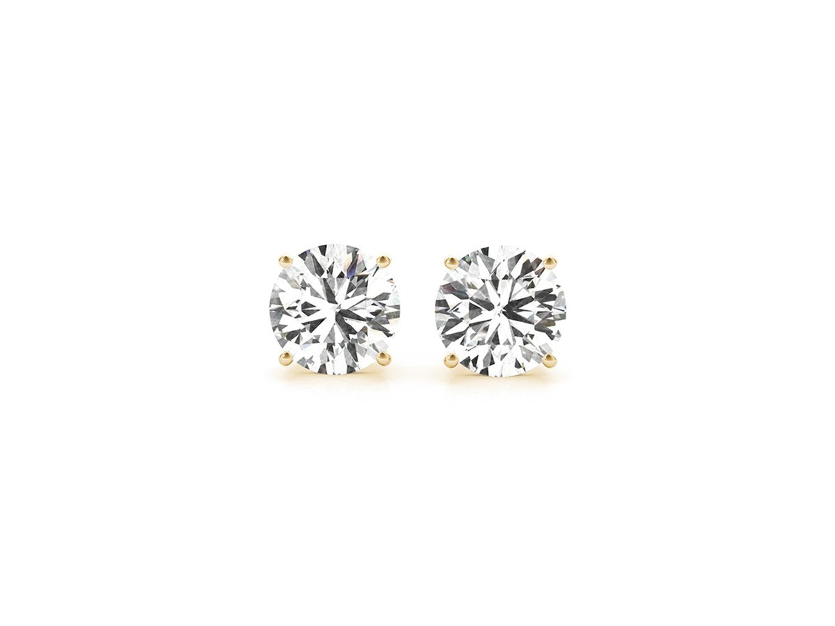 4 cttw Certified IGI Lab Grown Round Diamond Stud Earrings 14k Yellow Gold (G/VS2)