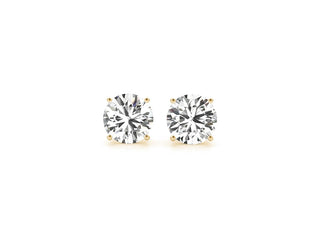 4 cttw Certified IGI Lab Grown Round Diamond Stud Earrings 14k Yellow Gold (G/VS2)