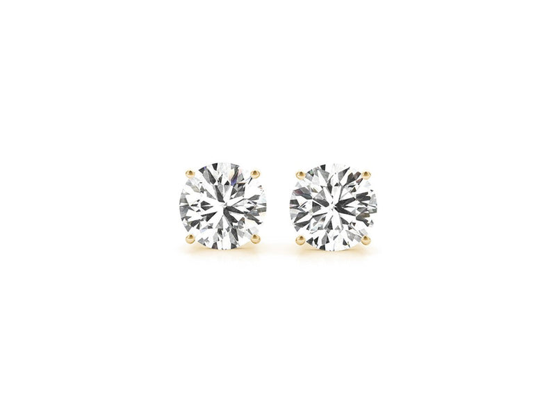4 cttw Certified IGI Lab Grown Round Diamond Stud Earrings 14k Yellow Gold (G/VS2)