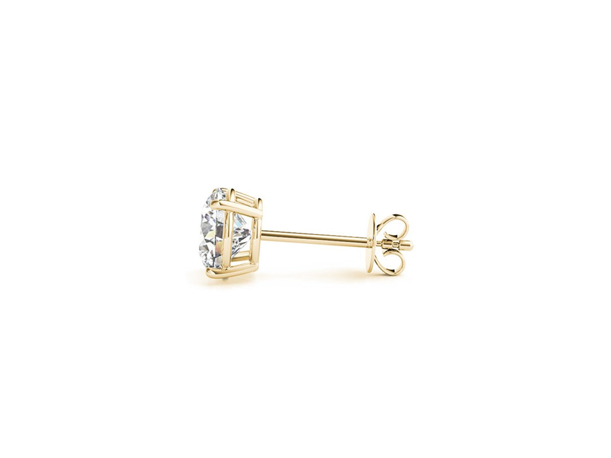 4 cttw Certified IGI Lab Grown Round Diamond Stud Earrings 14k Yellow Gold (G/VS2)
