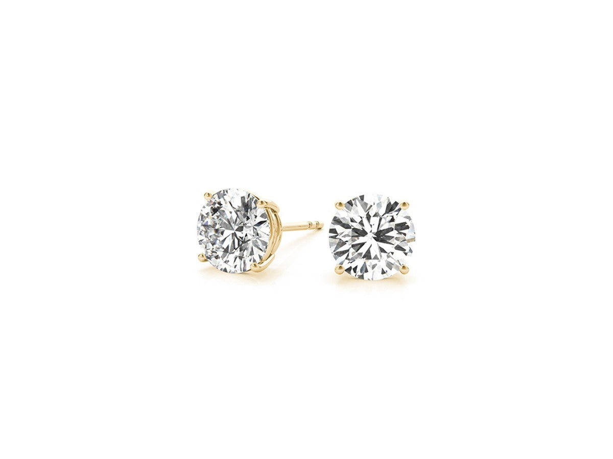 4 cttw Certified IGI Lab Grown Round Diamond Stud Earrings 14k Yellow Gold (G/VS2)