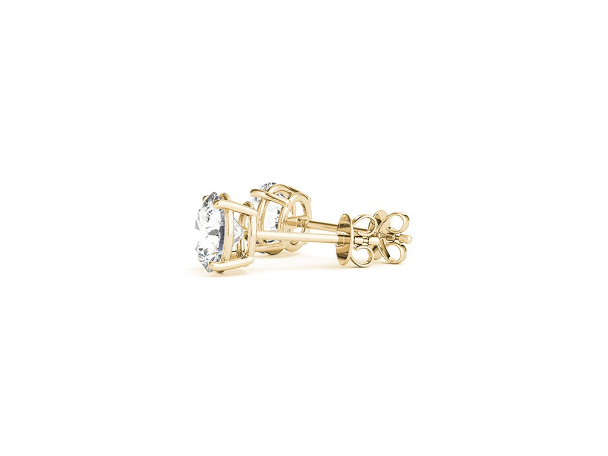 4 cttw Certified IGI Lab Grown Round Diamond Stud Earrings 14k Yellow Gold (G/VS2)