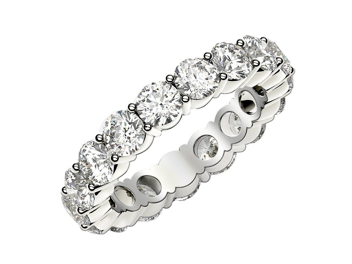 Round Cut Lab Grown Diamond Eternity Ring in 14k White Gold (3 cttw FG/VS2)