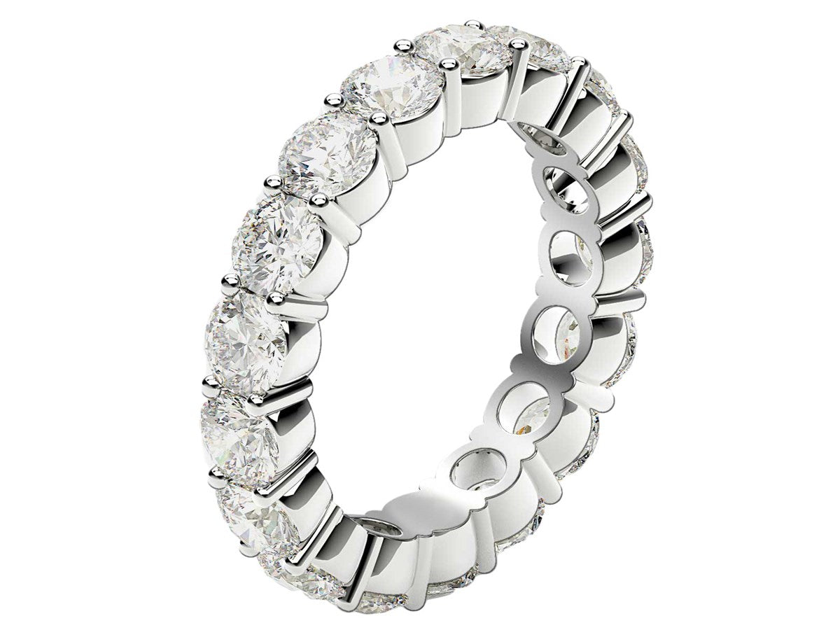 Round Cut Lab Grown Diamond Eternity Ring in 14k White Gold (3 cttw FG/VS2)
