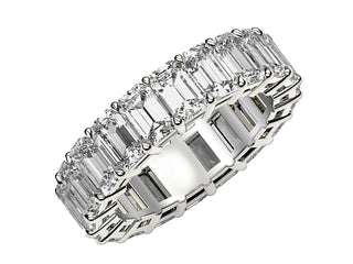 Emerald Cut Lab Grown Diamond Eternity Ring in 14k White Gold (7 cttw FG/VS2)