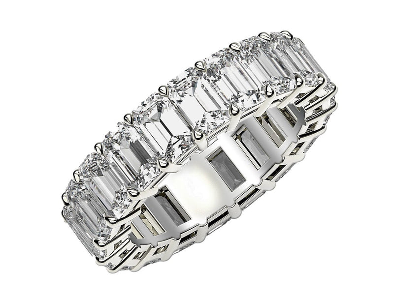 Emerald Cut Lab Grown Diamond Eternity Ring in 14k White Gold (7 cttw FG/VS2)