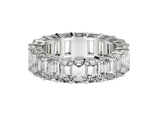 Emerald Cut Lab Grown Diamond Eternity Ring in 14k White Gold (7 cttw FG/VS2)