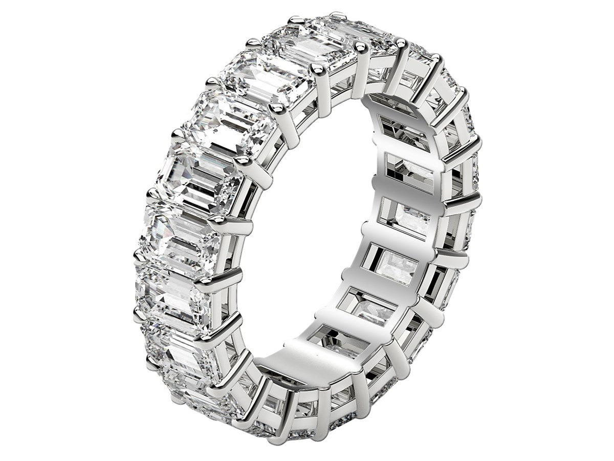Emerald Cut Lab Grown Diamond Eternity Ring in 14k White Gold (7 cttw FG/VS2)