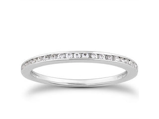 Classic Slender Channel Set Diamond Wedding Ring Band in 14k White Gold