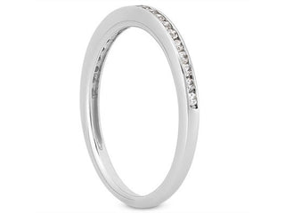 Classic Slender Channel Set Diamond Wedding Ring Band in 14k White Gold