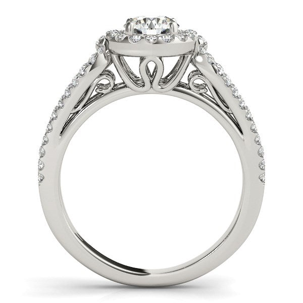 Teardrop Split Band Round Diamond Engagement Ring in 14k White Gold (7/8 cttw)