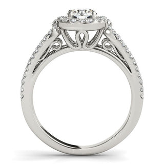 Teardrop Split Band Round Diamond Engagement Ring in 14k White Gold (7/8 cttw)