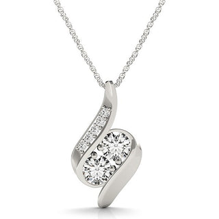 Two Stone Fancy Curve Pendant in 14k White Gold (3/4 cttw)