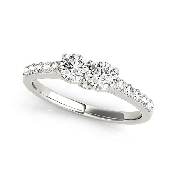 Round Two Stone Diamond Ring in 14k White Gold (3/4 cttw)