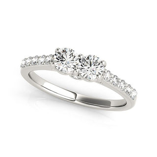Round Two Stone Diamond Ring in 14k White Gold (3/4 cttw)