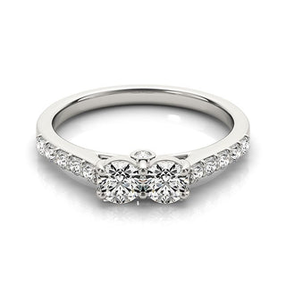 Round Two Stone Diamond Ring in 14k White Gold (3/4 cttw)