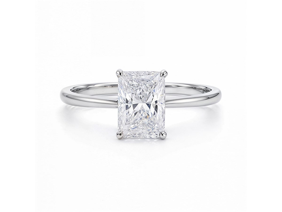 2 Carat Radiant Lab Grown IGI G/VS1 Diamond Solitaire Ring in 14K White Gold