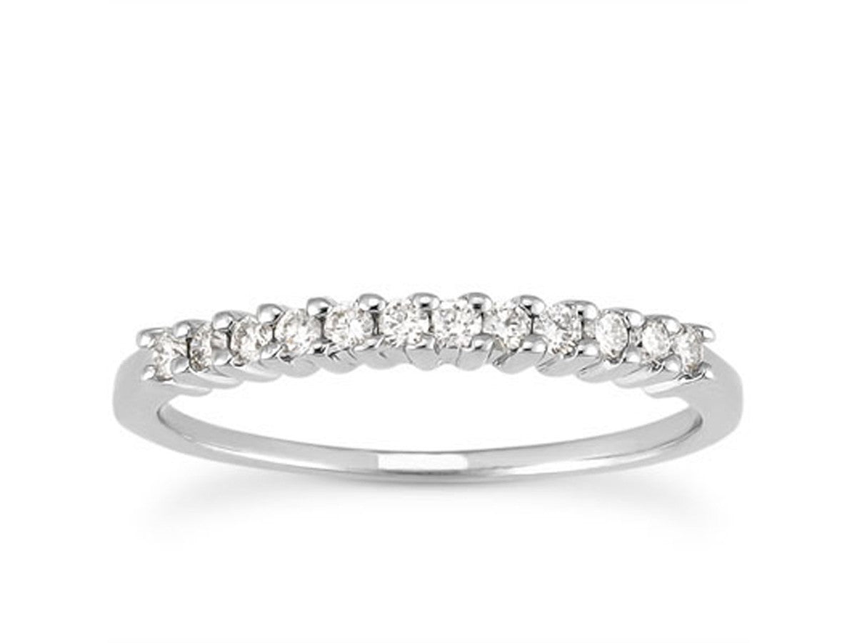 Shared Prong Diamond Wedding Ring Band in 14k White Gold