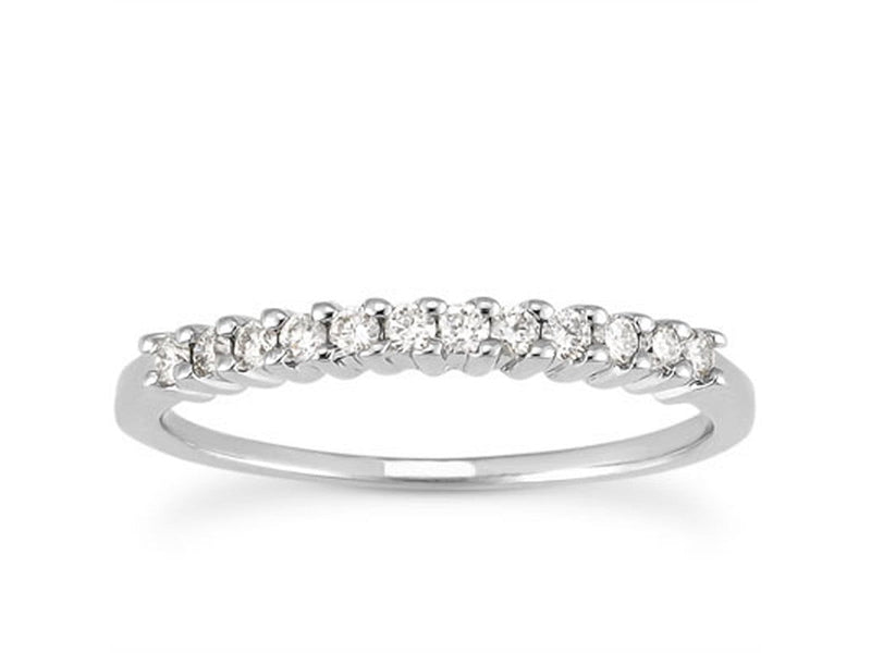 Shared Prong Diamond Wedding Ring Band in 14k White Gold