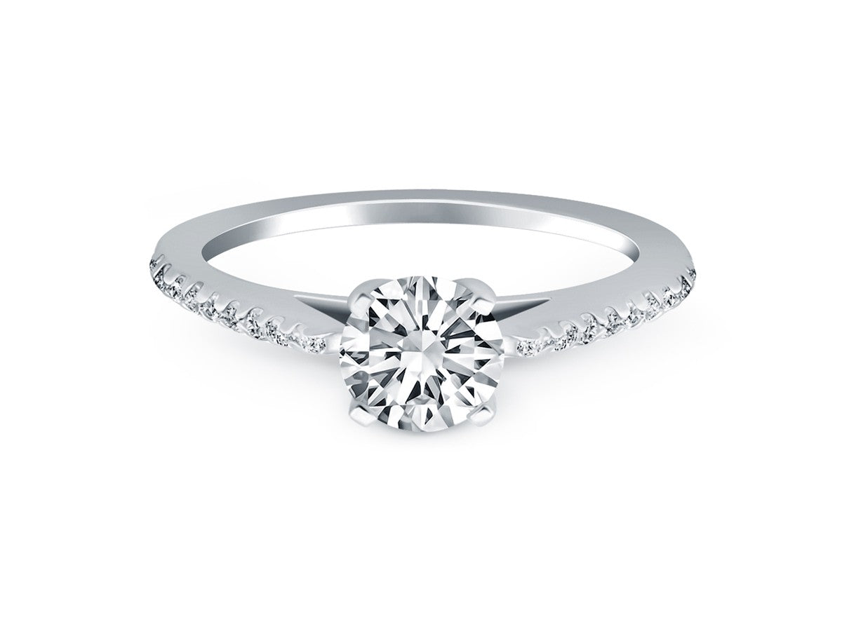 Micro Prong Diamond Cathedral Engagement Ring in 14k White Gold
